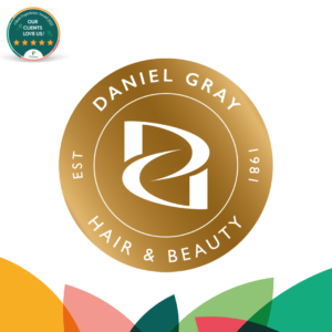 A photo of the Daniel Gray Hair and Beauty salon logo with the Phorest client review logo.